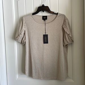 NWT Tan Shimmer short sleeves shirt large